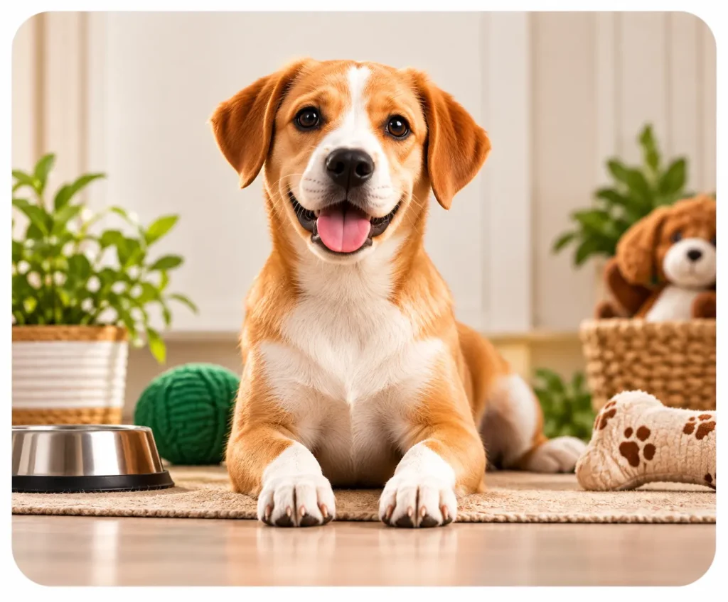 Happy Puppy in a Cozy Home