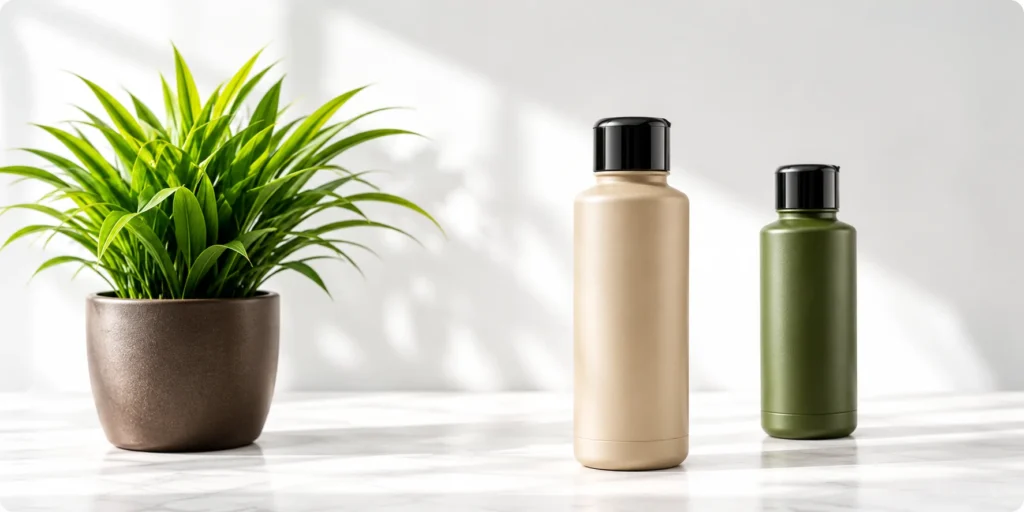 Minimalist Insulated Bottles and Houseplant