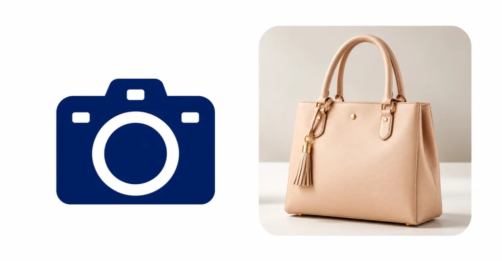 Navy Camera and Blush Handbag Panel