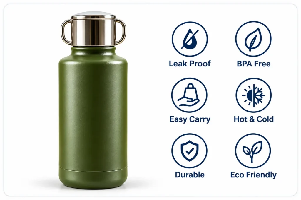 Olive Vacuum Bottle Feature Infographic